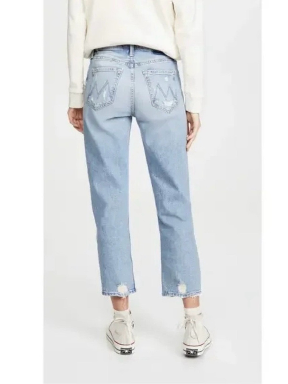 MOTHER Superior The Tomcat Confession Distressed Straight Leg Crop Jeans 24 - Picture 3 of 16